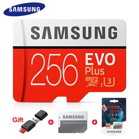 SAMSUNG EVO+ PLUS Memory Card 256GB 128G 64GB 32GB High Speed 100MB/s Micro SD U3 Class 10 TF Cards UHS-I Micro SD Fast Shipping